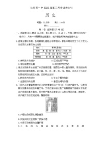 湖南省长沙市第一中学2024-2025学年高三下学期月考（六）历史试卷（Word版附解析）
