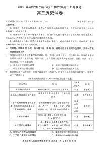 2025年湖北新八校高三下学期2月历史试题及答案