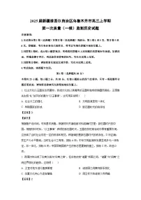 2025届新疆维吾尔自治区乌鲁木齐市高三上学期第一次质量（一模）监测历史试题（解析版）