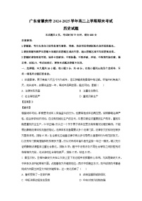 广东省肇庆市2024-2025学年高二上学期期末考试历史试卷（解析版）