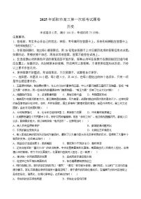 湖南省邵阳市2024-2025学年高三上学期第一次联考（一模）历史试题 Word版含答案