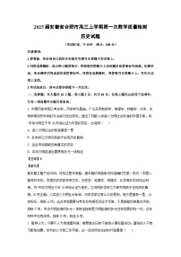 2025届安徽省合肥市高三上学期第一次教学质量检测历史试卷（解析版）