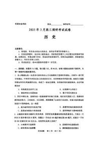 2025年湖南四市高三下学期3月历史试题及答案