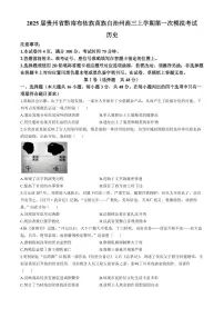 2024年贵州黔南自治州高三一模 历史试题（含答案）
