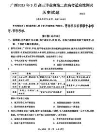 广西壮族自治区2025年3月高三毕业班第二次高考模拟适应性测试-历史试卷+答案