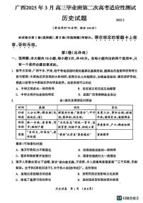 广西壮族自治区2025届高三下学期3月第二次适应考-历史试题+答案