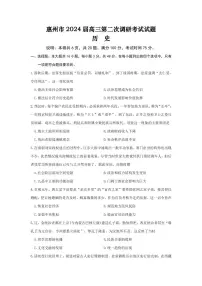 2024届广东省惠州市高三第二次调研考试-历史试题（含答案）