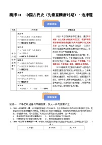 猜押01 中国古代史（先秦至隋唐时期） 选择题-2025年高考历史冲刺抢押秘籍专题讲练（江苏专用）