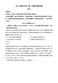 2025届安徽省滁州市高三下学期一模考试历史试题 含解析