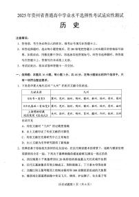 历史丨贵州省2025届高三下学期4月学业水平选择性考试适应性测试历史试卷及答案