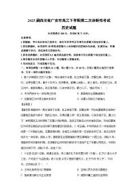 2025届四川省广安市高三下学期第二次诊断性中考模拟考试历史试卷（解析版）
