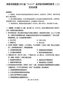 西南名校联盟2025届高三下学期“3+3+3”高考备考诊断性联考（三）历史试题及答案