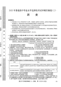 2025年冲刺压轴卷三高三下学期4月历史试题及答案