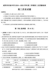2024—2025学年度陕西省咸阳市实验中学高二下学期第二次质量检测历史试题（含答案）