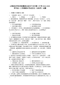 云南省红河哈尼族彝族自治州个旧市第三中学2024-2025学年高一上学期期末考试历史（合格考）试题.（含解析）