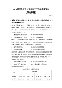 2025届河北省名校联考高三下学期模拟预测历史试题（含答案）