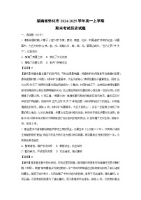 湖南省怀化市2024-2025学年高一上学期期末考试历史试卷（解析版）