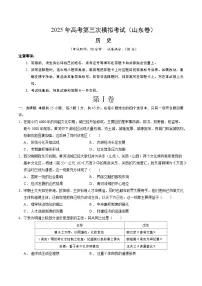 2025年高考第三次模拟考试卷：历史（山东卷）（考试版）