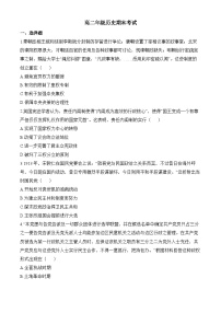 高二上学期期末历史试题（原卷版无答案）