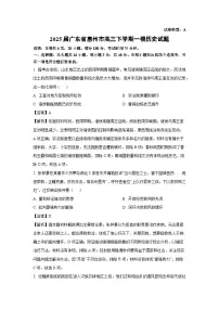 2025届广东省惠州市高三下学期一模历史试题（解析版）