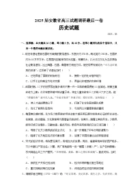 2025届安徽省高三试题（含答案）调研最后一卷历史试题（含答案）