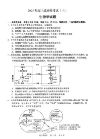 2025届江苏省如皋市高三高考适应性调研考试历史试卷（三）生物试题（含答案）