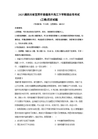 2025届四川省宜宾市普通高中高三下学期适应性考试(三模)历史试卷（解析版）
