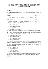 2025届陕西省咸阳市武功县普集高级中学高三下学期第九次模拟考试历史试题（解析版）