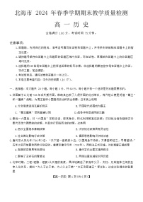 广西壮族自治区北海市2023-2024学年高一下学期期末教学质量检测历史试卷