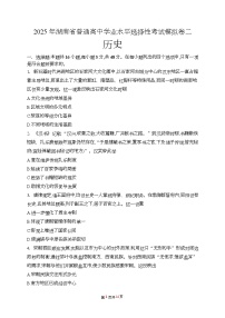 湖南省2024-2025学年高二下学期普通高中学业水平选择性考试模拟测试（二）历史试题（Word版附答案）