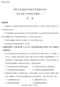 2025届青海省西宁市高三下学期高考一模历史试卷（高考模拟）