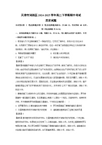 天津市河西区2024-2025学年高二下学期期中考试历史试卷（解析版）