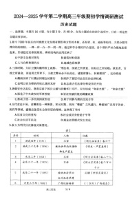 江苏省扬州市高邮市2024-2025学年高三下学期开学考试历史试题（含答案）
