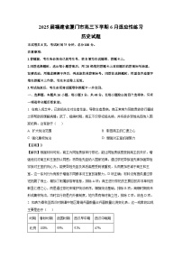 【历史】2025届福建省厦门市高三下学期6月适应性练习试题（解析版）