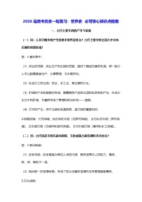 2026届高考历史一轮复习：世界史 必背核心知识点提纲 学案