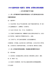 2026届高考历史一轮复习：世界史 必背核心知识点提纲 学案