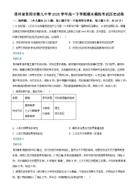 2024—2025学年贵州省贵阳市第九中学高一第二学期期末考试历史试题（含答案）