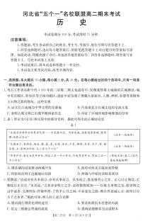 河北省金太阳“五个一”名校联盟2025届新高二下学期7月期末（25-573B）-历史试题+答案