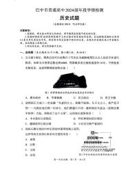 四川省巴中市普通高中2024-2025学年高一下学期检测（期末）历史试卷