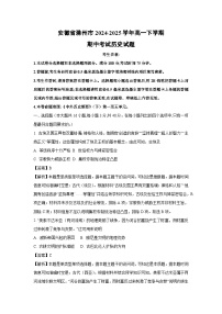 安徽省滁州市2024-2025学年高一下学期期中真题考试历史试卷（解析版）