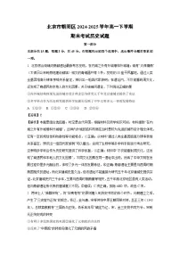 北京市朝阳区2024-2025学年高一下学期期末考试历史试卷（解析版）