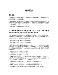 湖南省部分学校2026届高三上学期阶段性检测（一）历史试卷（Word版附答案）