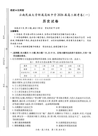 云南民族大学附属高级中学2025-2026学年高三上学期联考（一）历史试卷