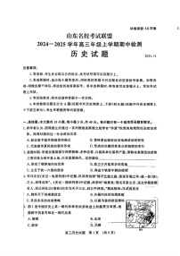 2025届山东省名校考试联盟高三下学期11月期中考-历史试卷（含答案）
