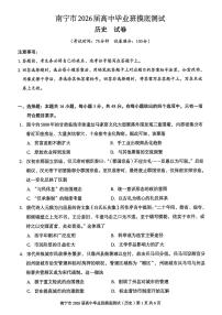 南宁市2026届高中毕业班高三上学期10月摸底测试历史试题无答案