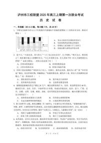 四川省泸州市三校联盟2025年高三上学期高考一模历史试题（含答案）