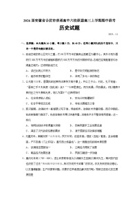 2026届安徽省合肥市普通高中六校联盟高三上学期期中联考历史试题（含答案）