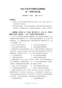 云南省西双版纳傣族自治州第一中学等四校2024-2025学年高二上学期期末检测历史试卷