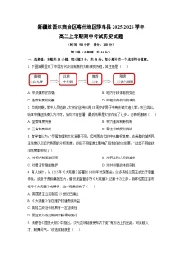 新疆维吾尔自治区喀什地区莎车县2025-2026学年高二上学期期中考试历史试卷（学生版）