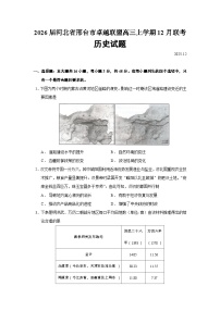 2026届河北省邢台市卓越联盟高三上学期12月联考历史试题（含答案）